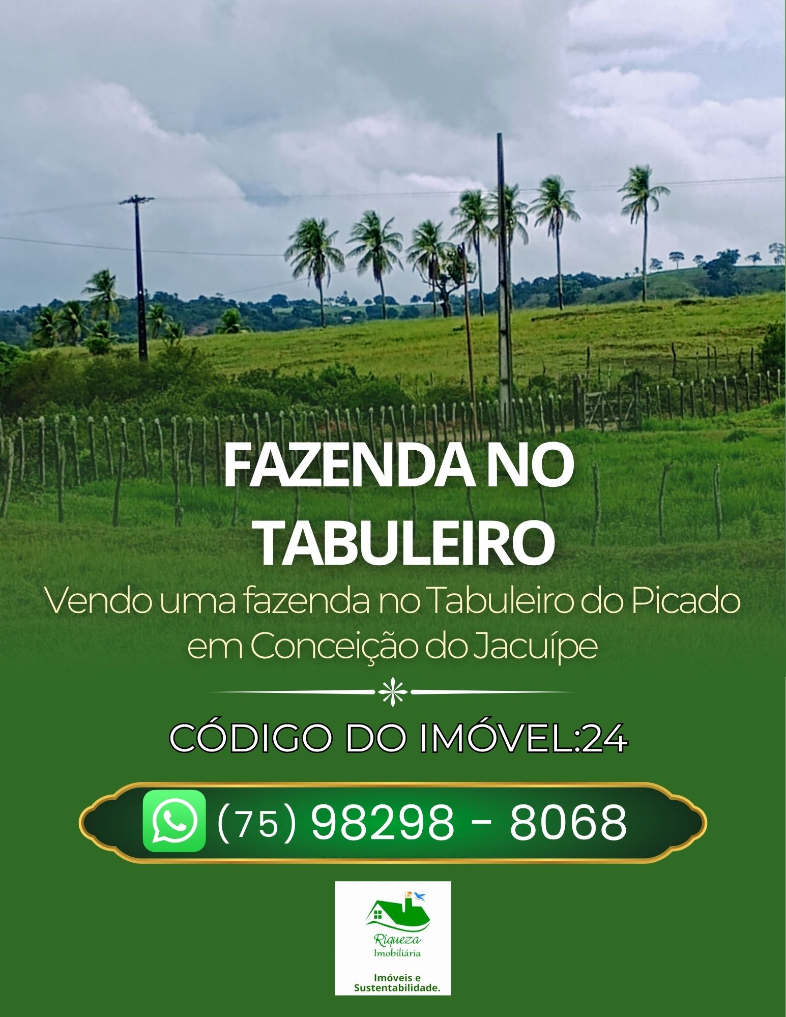 C24. Fazenda à venda no Tabuleiro em Conceição do Jacuípe