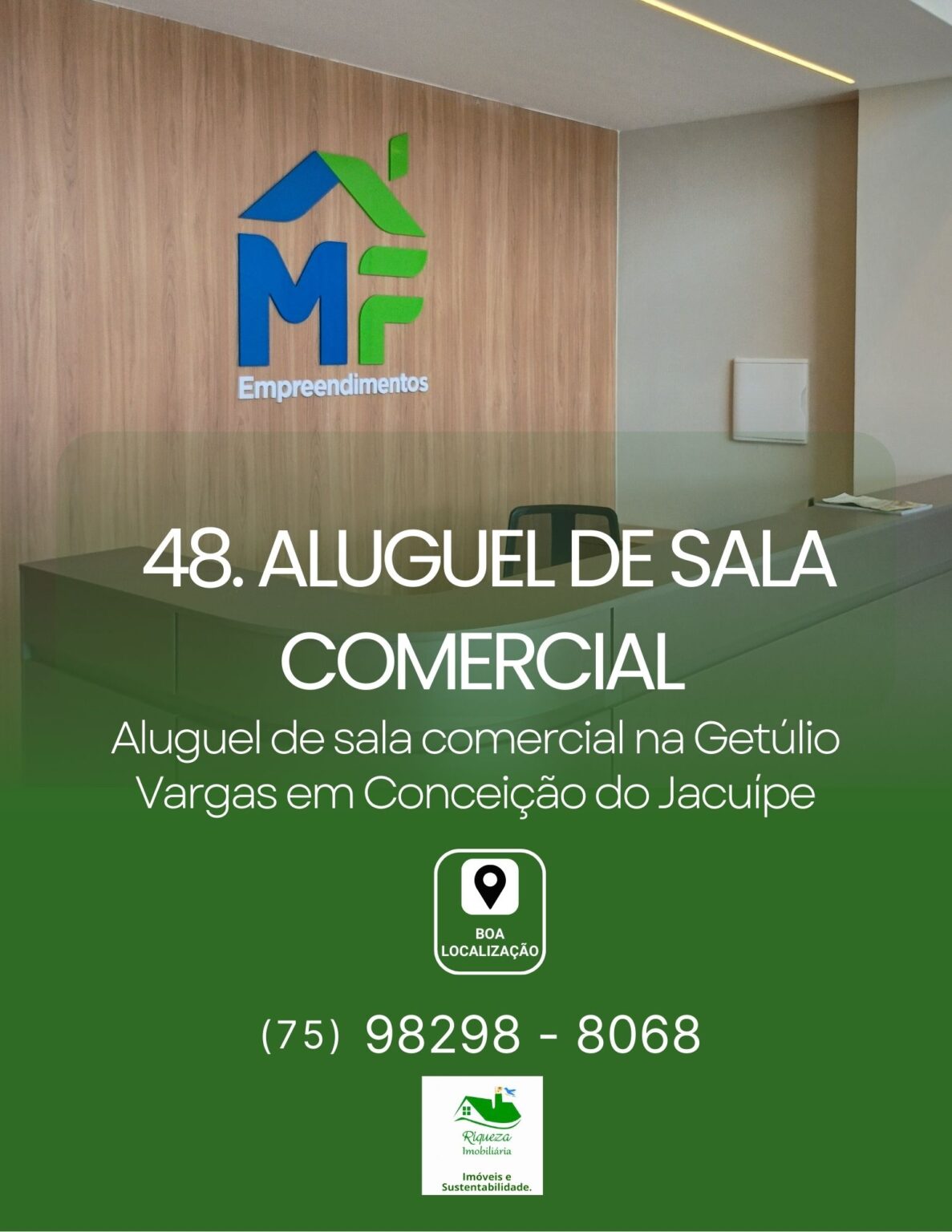C48. ALUGUEL DE SALA COMERCIAL MF EM CONCEIÇÃO DO JACUÍPE