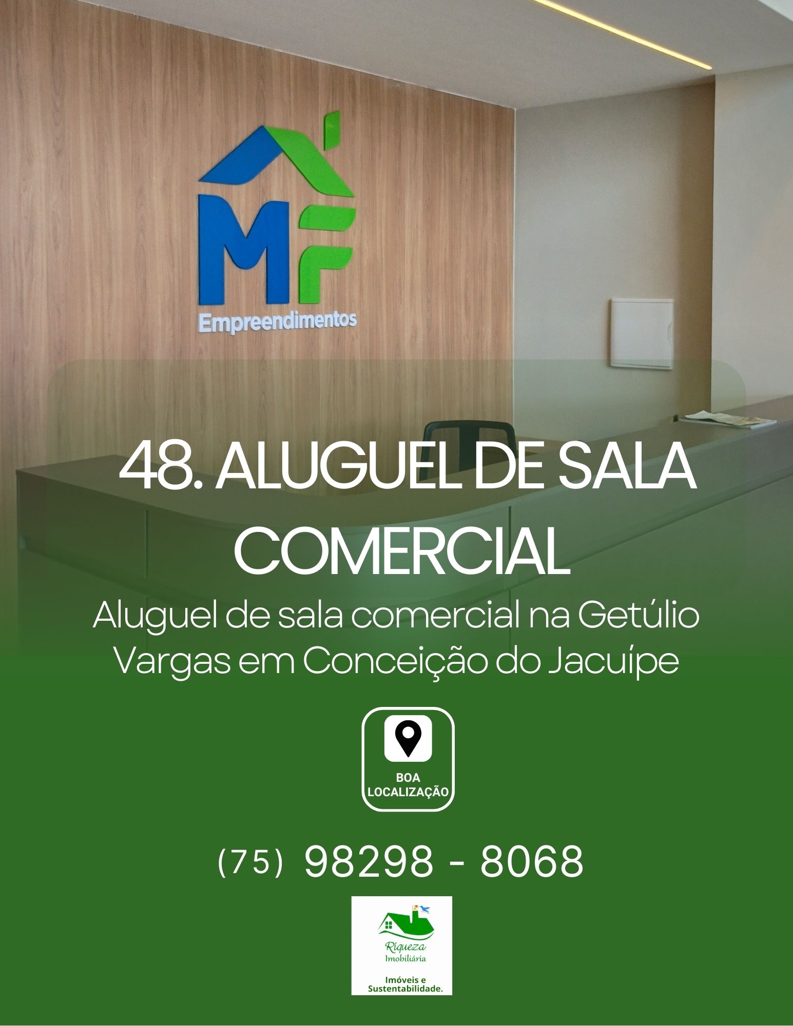 C48. ALUGUEL DE SALA COMERCIAL MF EM CONCEIÇÃO DO JACUÍPE