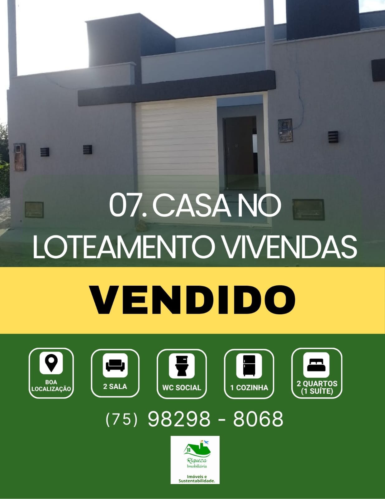C07. CASA NO VIVENDAS VENDIDO EM CONCEIÇÃO DO JACUIPE