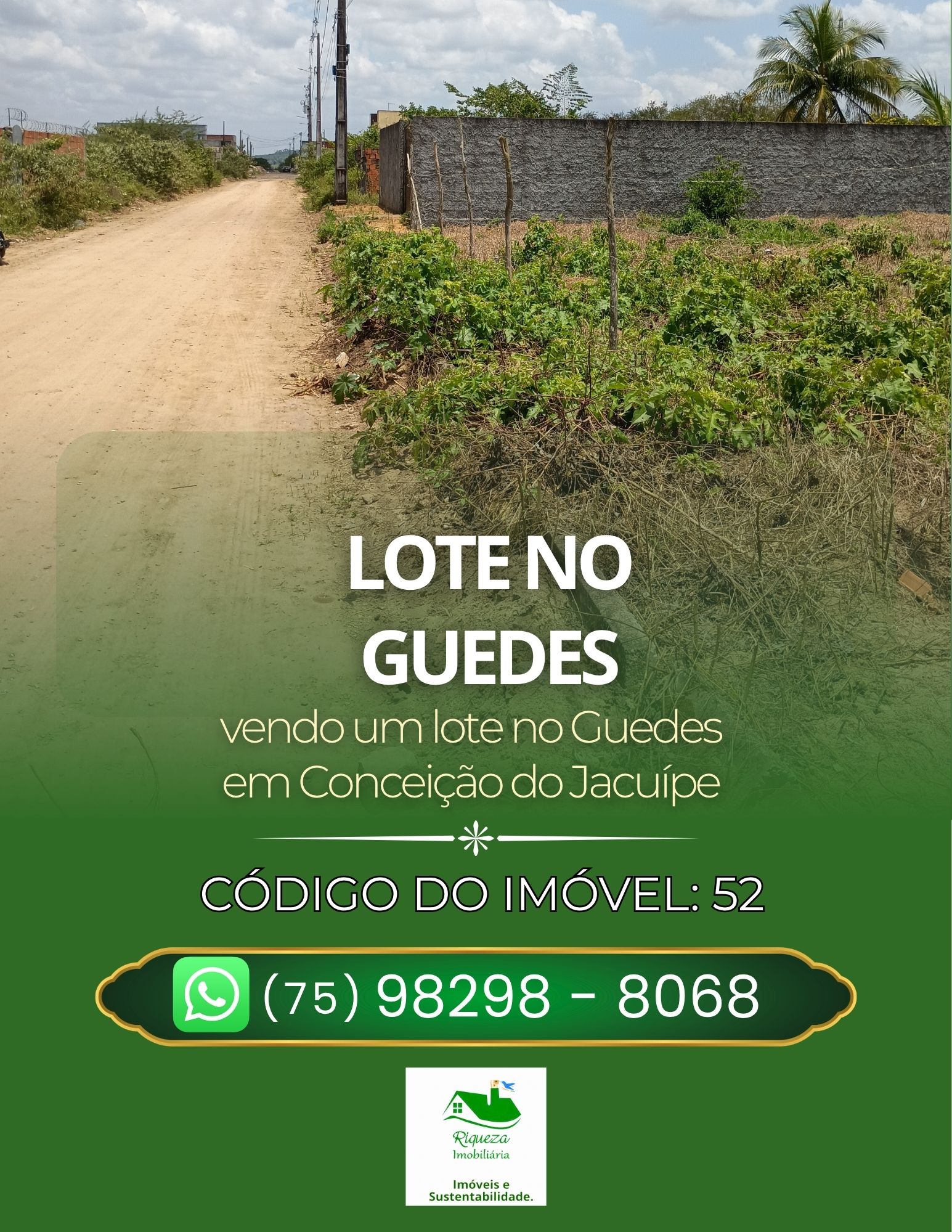 C52. LOTE NO GUEDES EM CONCEIÇÃO DO JACUÍPE