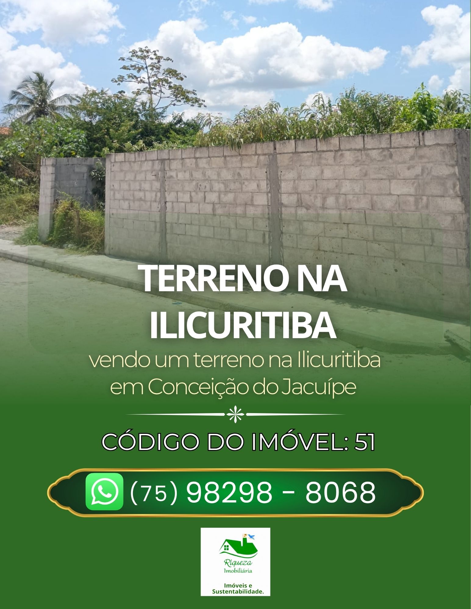 C51. TERRENO NA ILICURITIBA EM CONCEIÇÃO DO JACUÍPE