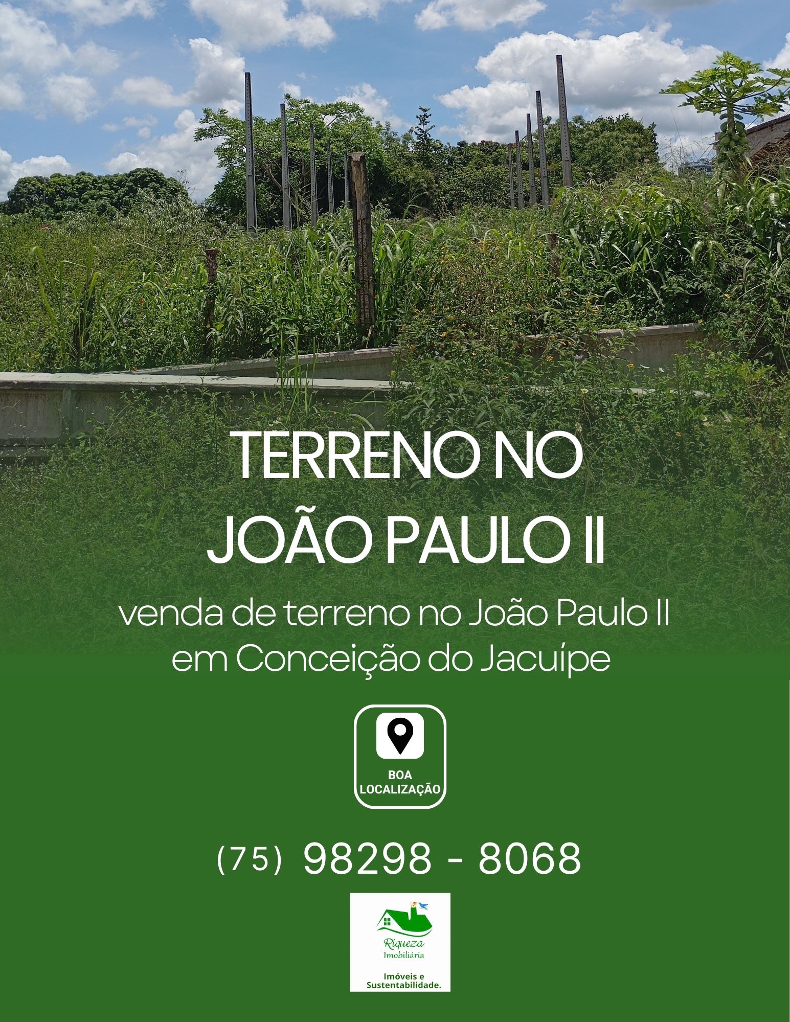 C73. TERRENO NO JOÃO PAULO II EM CONCEIÇÃO DO JACUÍPE