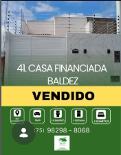 C41. CASA FINANCIADA NO BAIRRO DO BALDEZ EM CONCEIÇÃO DO JACUIPE VENDIDA