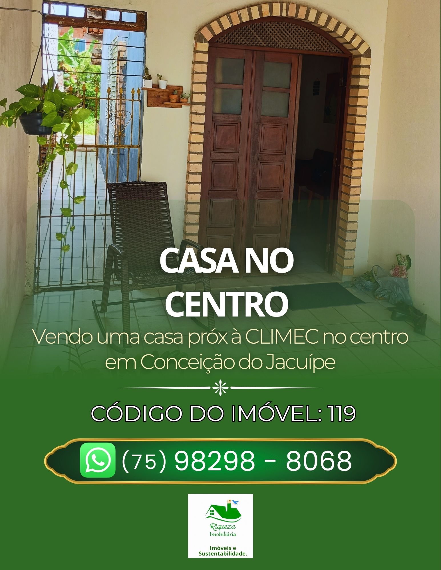 C119. CASA NO CENTRO EM CONCEIÇÃO DO JACUÍPE