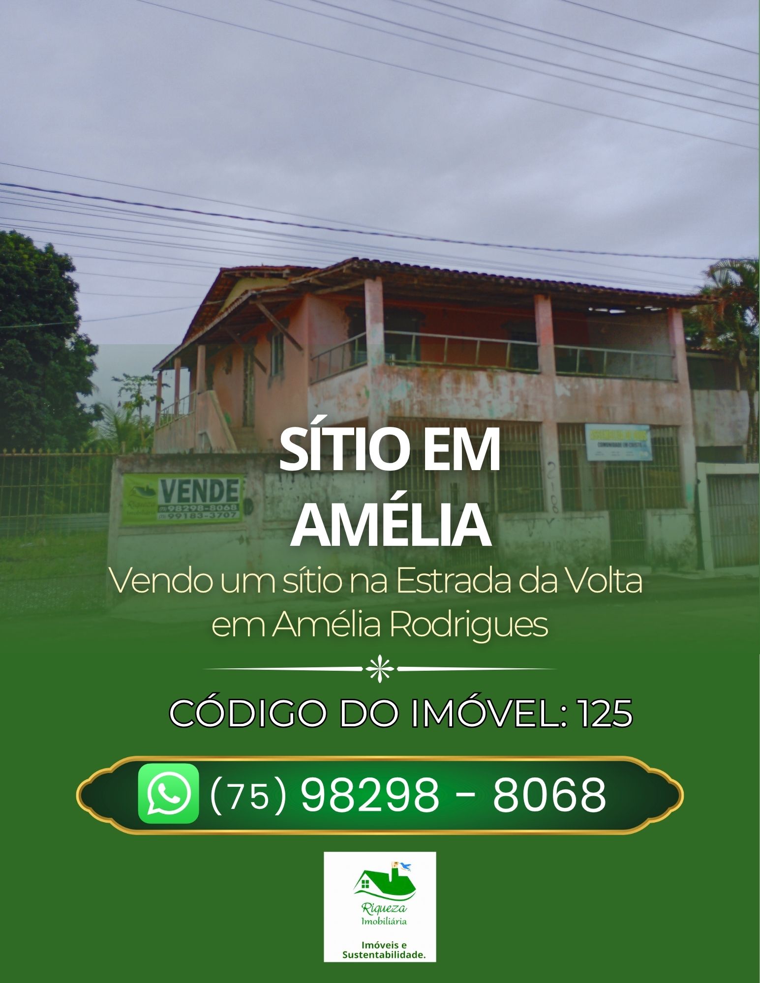 C125. SÍTIO NA ESTRADA DA VOLTA EM AMÉLIA RODRIGUES