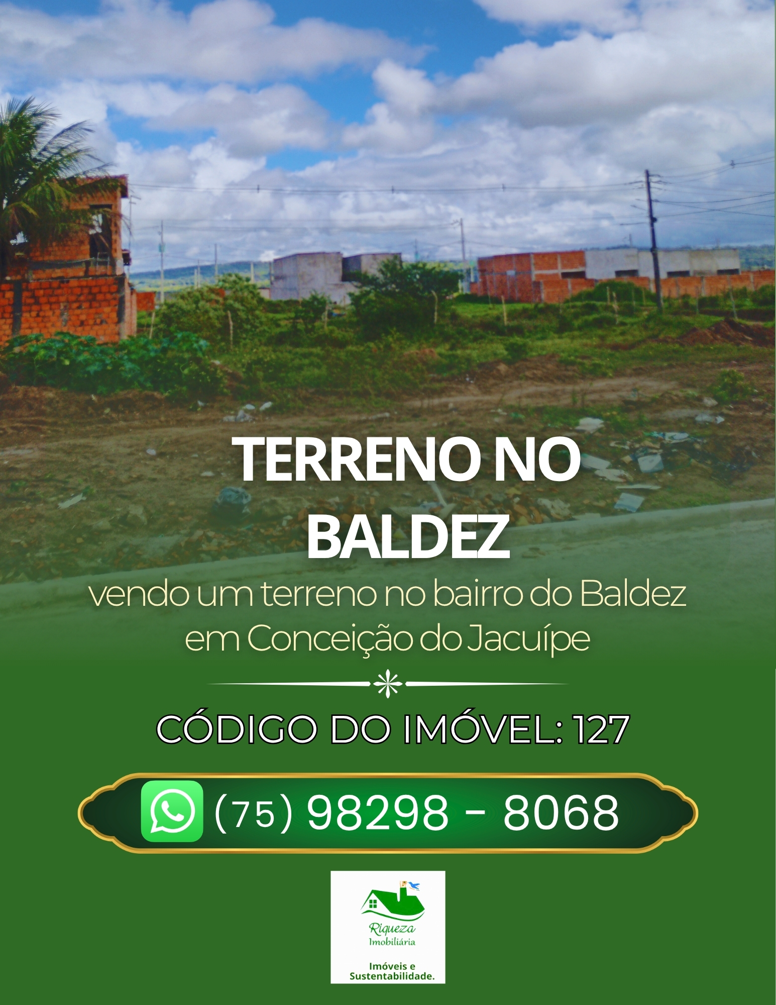 C127. TERRENO NO BALDEZ EM CONCEIÇÃO DO JACUÍPE
