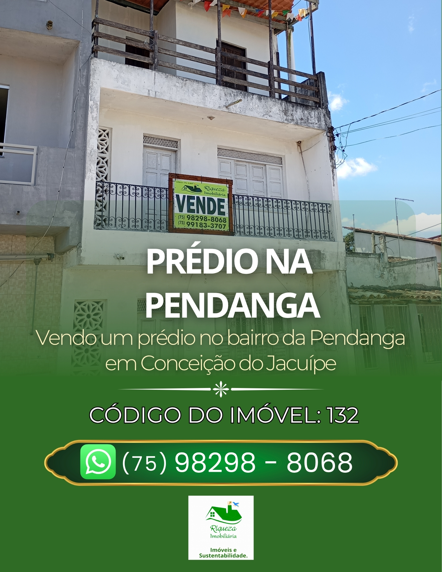 C132. PRÉDIO NA PENDANGA EM CONCEIÇÃO DO JACUÍPE