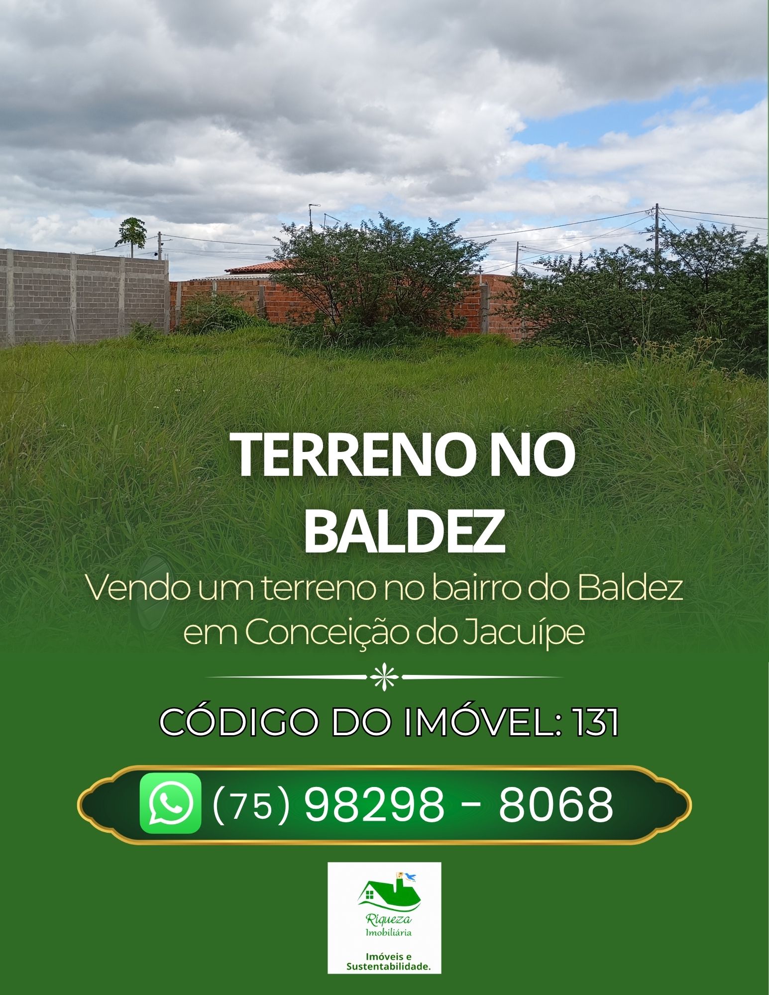 C131. TERRENO NO BALDEZ EM CONCEIÇÃO DO JACUÍPE