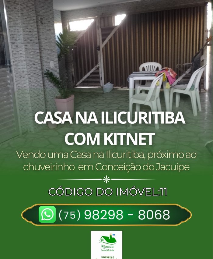 C11. CASA NA ILICURITIBA  COM KITNET