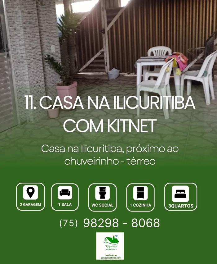 C11. CASA NA ILICURITIBA  COM KITNET