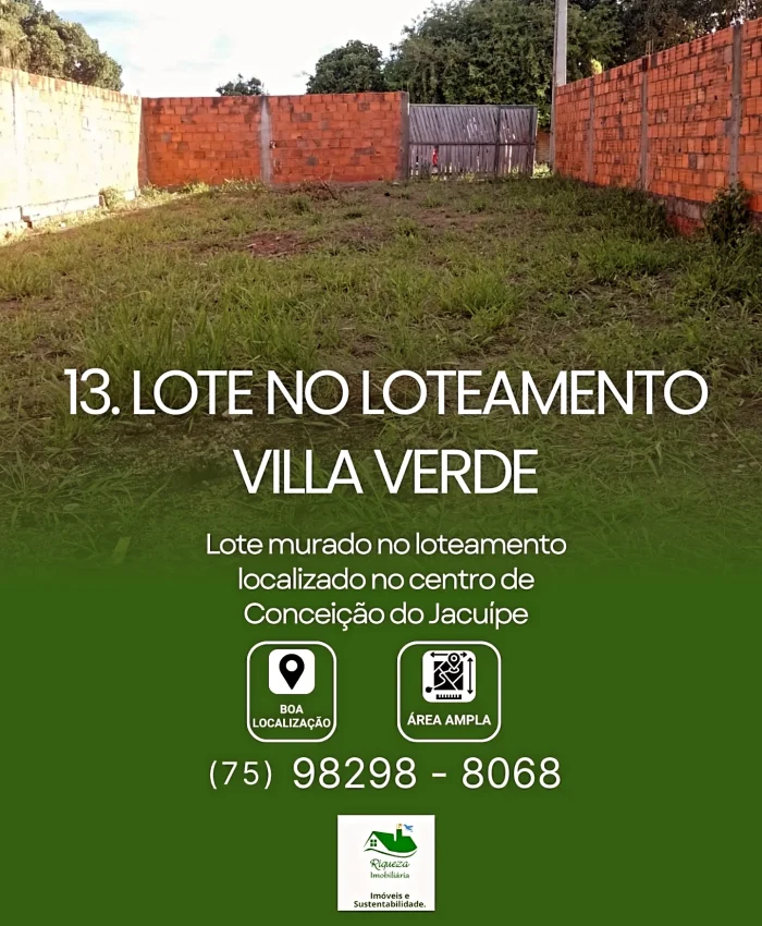C13. LOTE NO LOTEAMENTO  VILLA VERDE MURADO