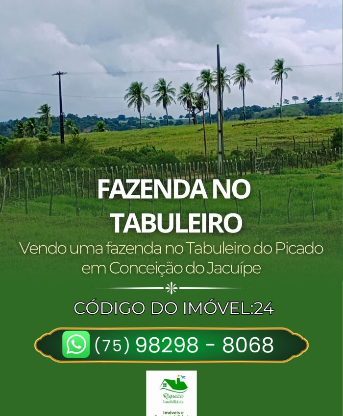 C24. Fazenda à venda no Tabuleiro em Conceição do Jacuípe