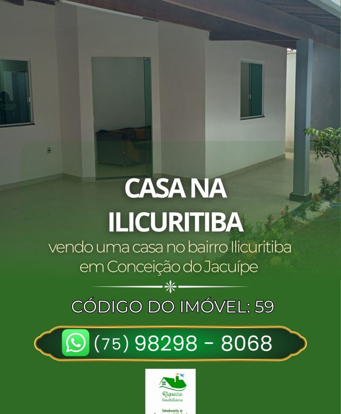 C59. CASA NA ILICURITIBA EM CONCEIÇÃO DO JACUÍPE