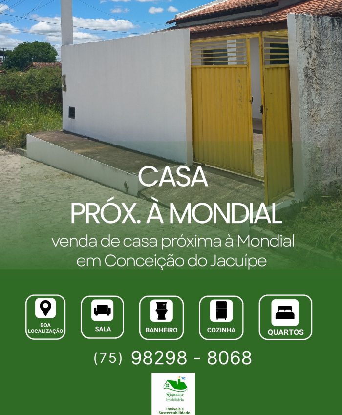 C64. CASA PRÓXIMA Á MONDIAL EM CONCEIÇÃO DO JACUÍPE