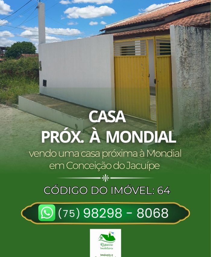C64. CASA PRÓXIMA Á MONDIAL EM CONCEIÇÃO DO JACUÍPE