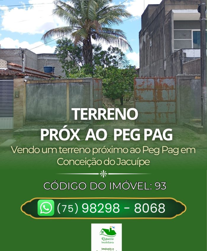 C93. TERRENO NO PEG PAG EM CONCEIÇÃO DO JACUÍPE