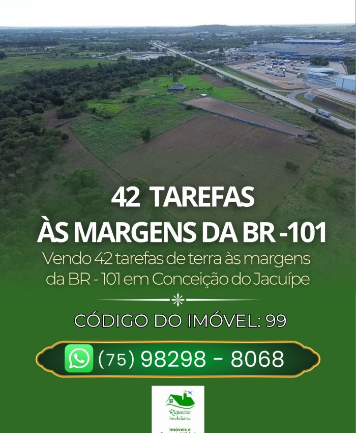 C99. 42 TAREFAS DE TERRA ÀS MARGENS DA BR 101 EM CONCEIÇÃO DO JACUÍPE