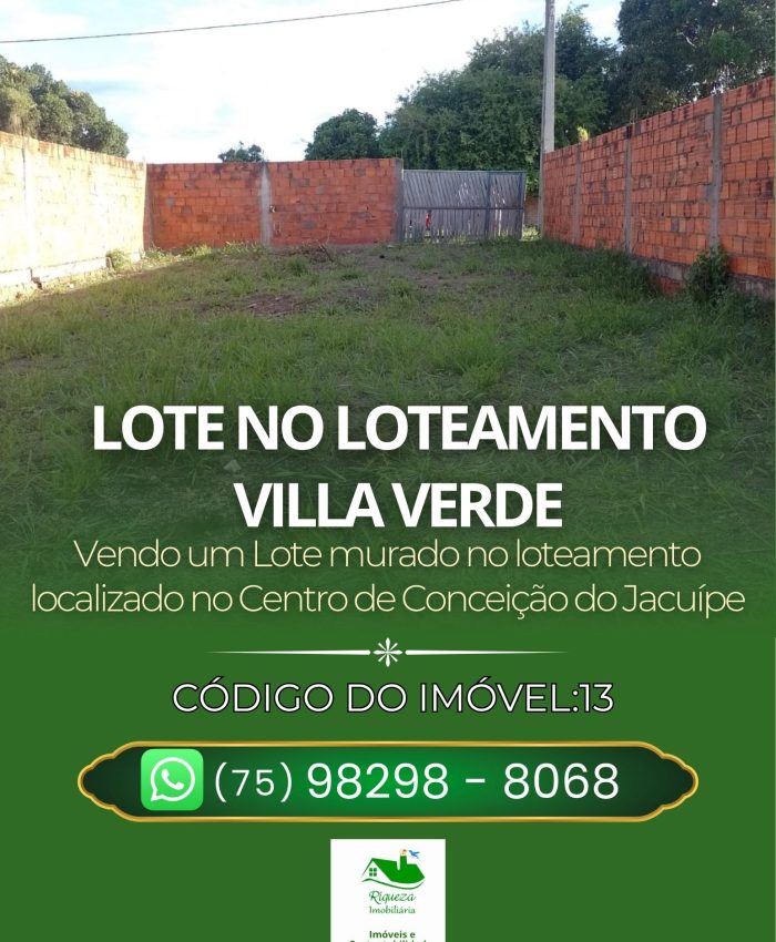 C13. LOTE NO LOTEAMENTO  VILLA VERDE MURADO