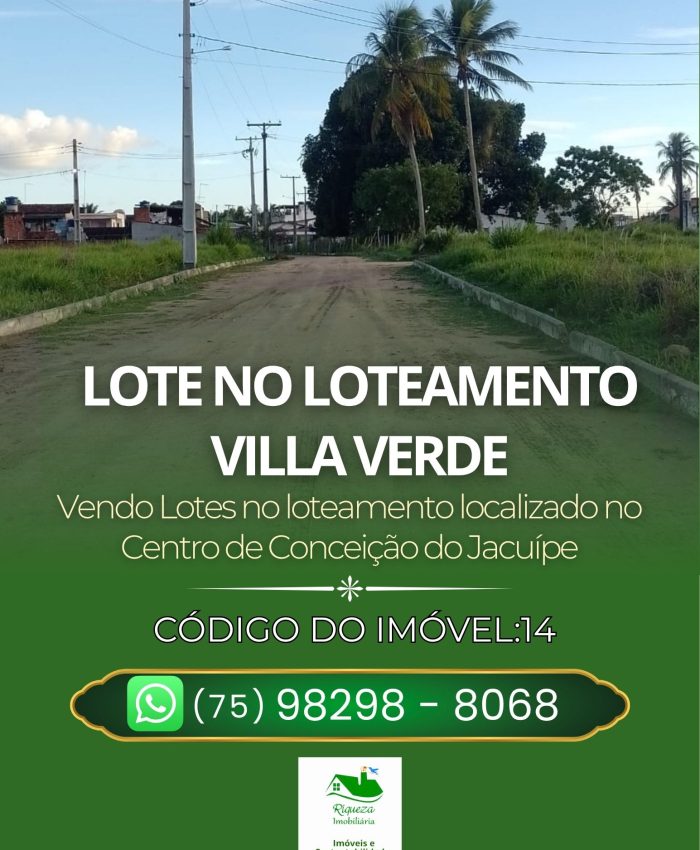 C14. LOTE NO LOTEAMENTO  VILLA VERDE