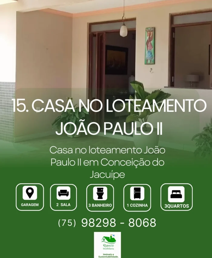 C15.  CASA NO LOTEAMENTO JOÃO PAULO II