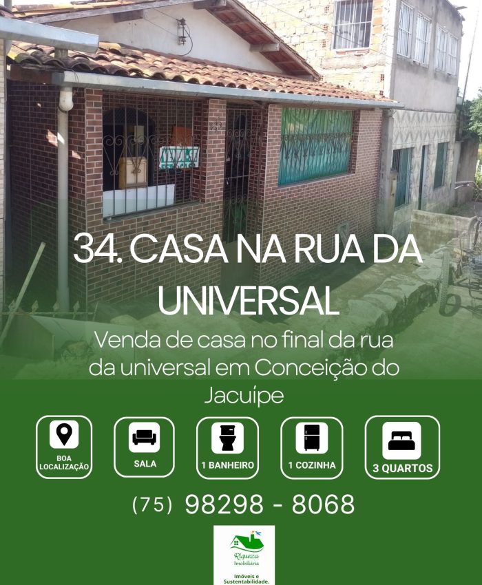 C34. Casa na Rua da Universal em Conceição do Jacuípe