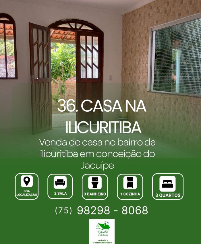 C36. CASA NA ILICURITIBA EM CONCEIÇÃO DO JACUÍPE