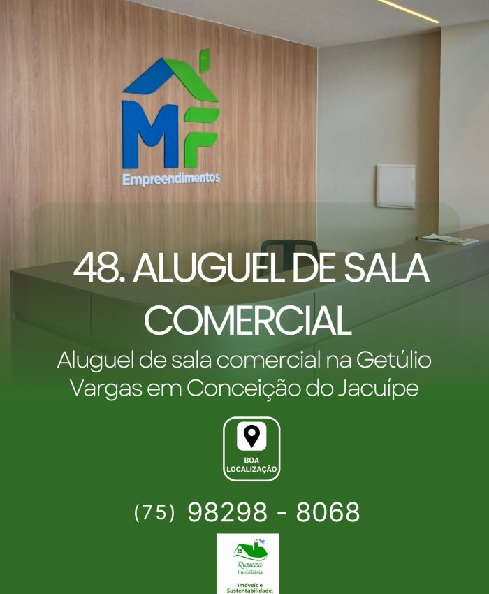 C48. ALUGUEL DE SALA COMERCIAL MF EM CONCEIÇÃO DO JACUÍPE