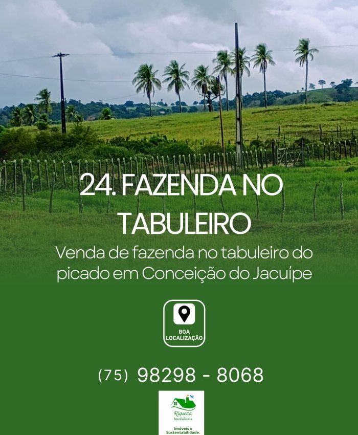 C24. Fazenda à venda no Tabuleiro em Conceição do Jacuípe