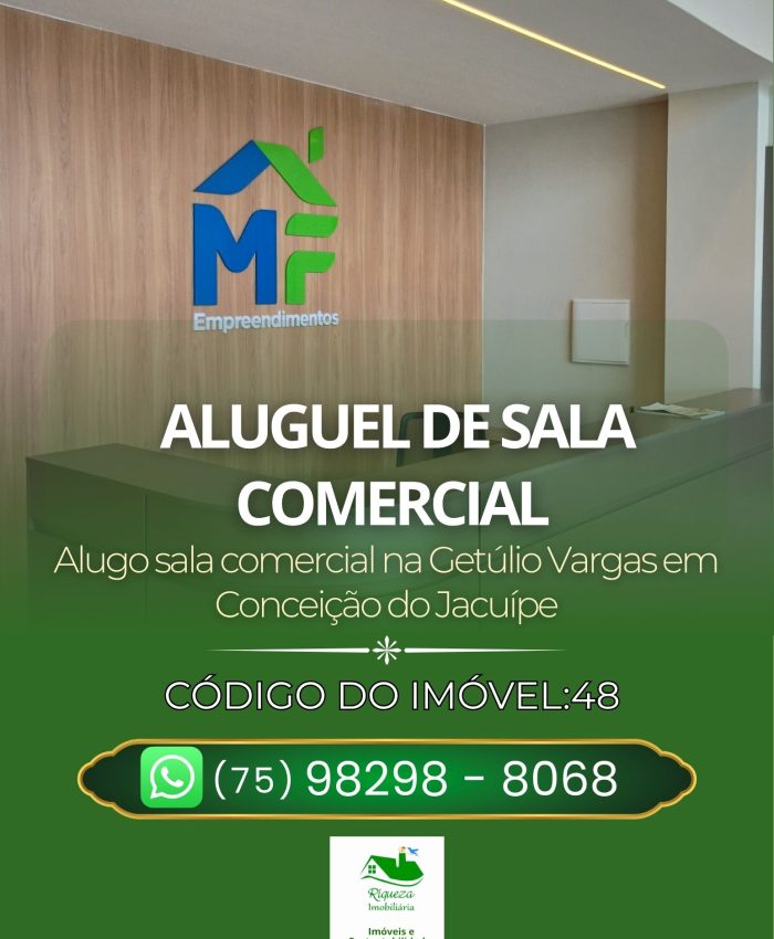 C48. ALUGUEL DE SALA COMERCIAL MF EM CONCEIÇÃO DO JACUÍPE